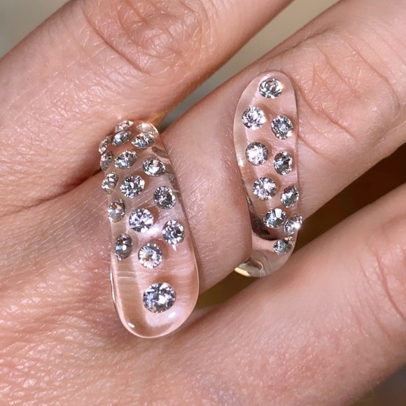 Acrylic Crystal Ring Embellished With Genuine“Crystal Stone Elements, New! - Picture 4 of 12